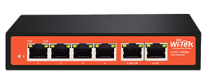 Коммутатор Неуправляемый PoE - Wi-Tek WI-PE51E (1fe/poe +4fe/poe +1fe)