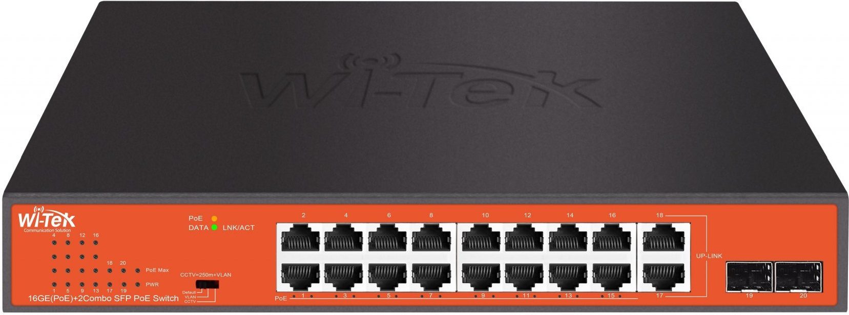 Коммутатор Неуправляемый PoE - Wi-Tek WI-PS318GFH (16ge +2combo/sfp)